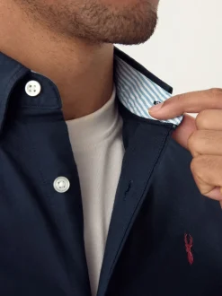 Bleu marine - Ajustement régulier - Chemise Oxford à manches courtes