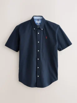 Bleu marine - Ajustement régulier - Chemise Oxford à manches courtes