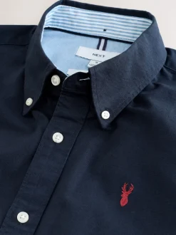 Bleu marine - Ajustement régulier - Chemise Oxford à manches courtes