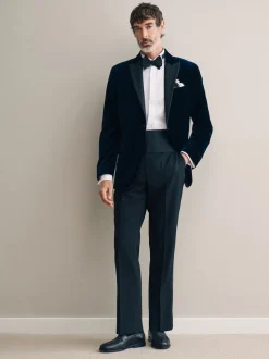 Bleu marine - Ajustement régulier - Blazer Signature Pontoglio en velours italien