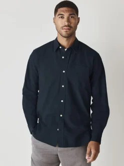 Bleu marine - Ajustement régulier - Chemise Oxford à manches longues