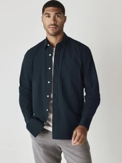 Bleu marine - Ajustement régulier - Chemise Oxford à manches longues