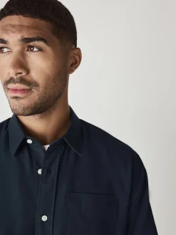 Bleu marine - Ajustement régulier - Chemise Oxford à manches longues