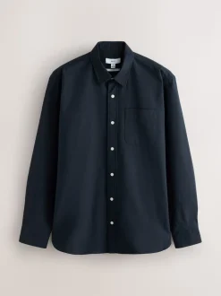 Bleu marine - Ajustement régulier - Chemise Oxford à manches longues