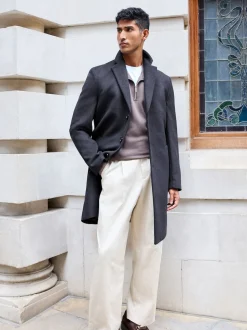 Bleu marine - Ajustement régulier - Manteau Epsom en laine