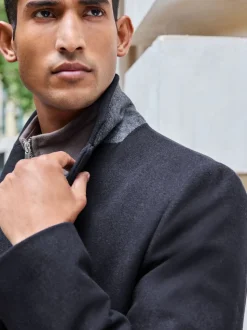 Bleu marine - Ajustement régulier - Manteau Epsom en laine