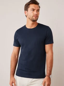 Bleu marine - Ajustement régulier - T-shirt Essential Col rond en coton