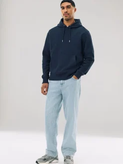 Bleu marine - Ajustement régulier - Sweat-shirt à capuche en jersey riche en coton épais