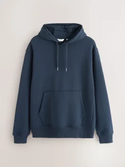 Bleu marine - Ajustement régulier - Sweat-shirt à capuche en jersey riche en coton épais