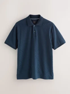 Bleu marine - Ajustement régulier - Polo habillé en jacquard