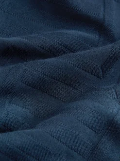 Bleu marine - Ajustement régulier - Polo habillé en jacquard