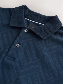 Bleu marine - Ajustement régulier - Polo habillé en jacquard