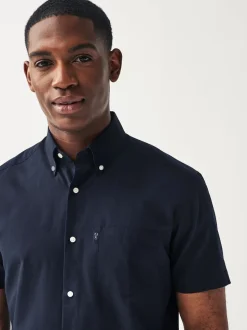 Bleu marine - Ajustement régulier - Chemise Oxford à manches courtes Easy Iron Button Down