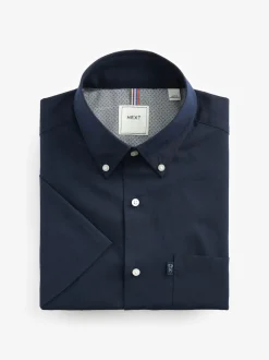Bleu marine - Ajustement régulier - Chemise Oxford à manches courtes Easy Iron Button Down