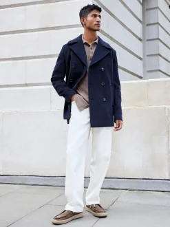 Bleu marine - Ajustement régulier - Caban N.premium doux au toucher en laine