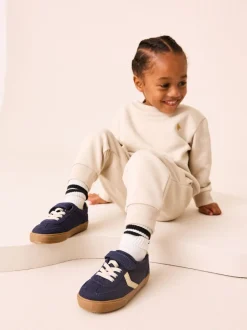 Bleu marine - Baskets à lacets élastiques à fermeture tactile