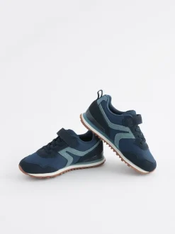 Bleu marine - Baskets à lacets élastiques à une bride