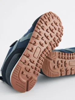 Bleu marine - Baskets à lacets élastiques à une bride