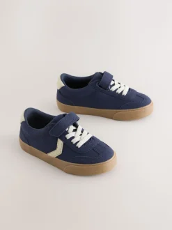 Bleu marine - Baskets à lacets élastiques à fermeture tactile