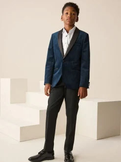 Bleu marine - Blazer en velours texturé (3-16ans)