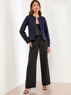 Bleu marine - Blazer sans col Lipsy Raccourci