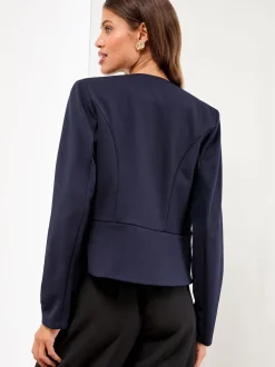 Bleu marine - Blazer sans col Lipsy Raccourci