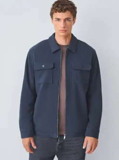 Bleu marine - Borg Veste-chemise doublée en polaire