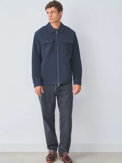 Bleu marine - Borg Veste-chemise doublée en polaire