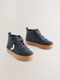 Bleu marine - Bottes chevrons à lacets élastiques et fermeture tactile