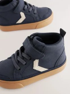 Bleu marine - Bottes chevrons à lacets élastiques et fermeture tactile