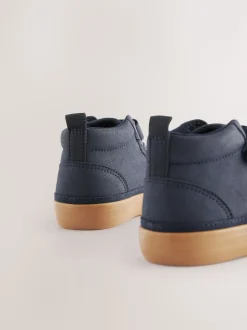 Bleu marine - Bottes chevrons à lacets élastiques et fermeture tactile