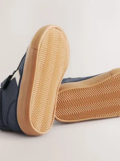Bleu marine - Bottes chevrons à lacets élastiques et fermeture tactile