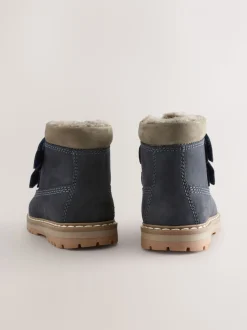 Bleu marine - Bottes de travail en cuir à fermeture scratch™ doublées thermiques