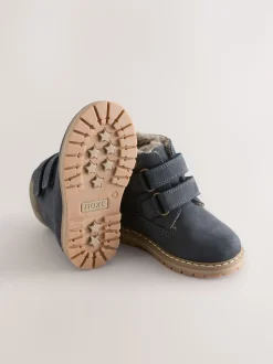 Bleu marine - Bottes de travail en cuir à fermeture scratch™ doublées thermiques