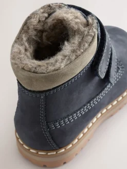 Bleu marine - Bottes de travail en cuir à fermeture scratch™ doublées thermiques