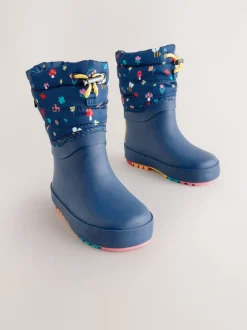 Bleu marine - Bottes en caoutchouc Thinsulate doublées à revers