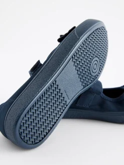 Bleu marine - Butterfly Embroidered School Plimsoll Chaussures