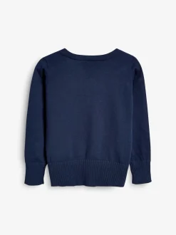 Bleu marine - Cardigan à col en V Cotton Rich School (3-16ans)