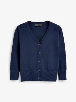 Bleu marine - Cardigan à col en V Cotton Rich School (3-16ans)