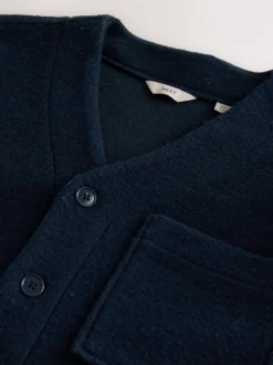 Bleu marine - Cardigan en polaire aspect laine