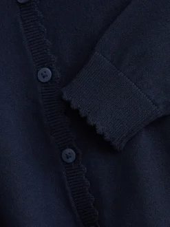Bleu marine - Cardigan scolaire à bord festonné Cotton Rich (3-16ans)