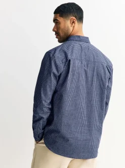 Bleu marine à carreaux vichy - Chemise élégante douce au toucher à manches longues