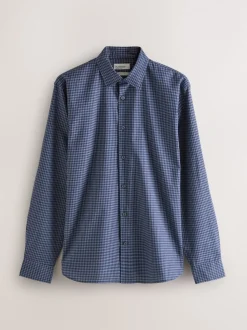 Bleu marine à carreaux vichy - Chemise élégante douce au toucher à manches longues