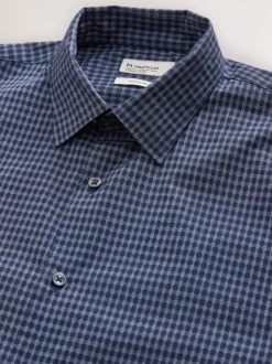 Bleu marine à carreaux vichy - Chemise élégante douce au toucher à manches longues