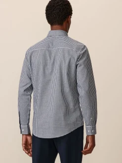 Bleu marine à carreaux vichy - Chemise Oxford ajustée Easy Iron Button Down