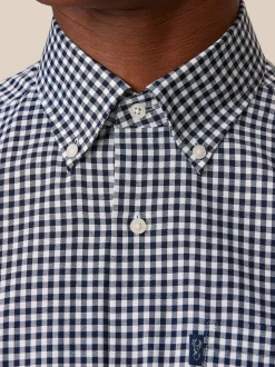 Bleu marine à carreaux vichy - Chemise Oxford ajustée Easy Iron Button Down