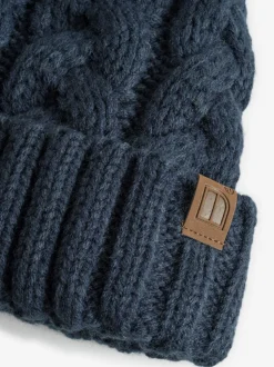 Bleu marine - Chapeau pompon en tricot torsadé (1-16ans)