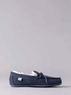 Bleu marine - Chaussons style mocassins en peau de mouton Lakeland Leather homme