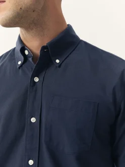 Bleu marine - Chemise Oxford à manches courtes