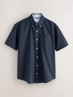 Bleu marine - Chemise Oxford à manches courtes